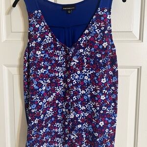 Fortune & Ivy Pink and Blue Floral Sleeveless Blouse